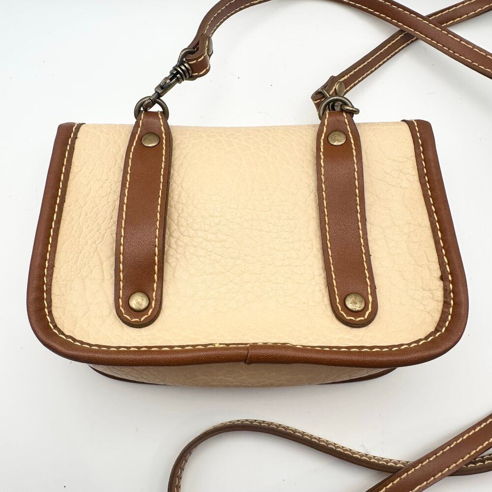 Esprit Beige Tan Trim Mini Camera Crossbody Bag Vintage 90s Faux Pebble Leather - Picture 6 of 10